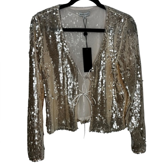 Giani Bini Tops - Gianni Bini Kate Sequin V-Neck Long Sleeve Tie Front Cardigan Size Medium NEW